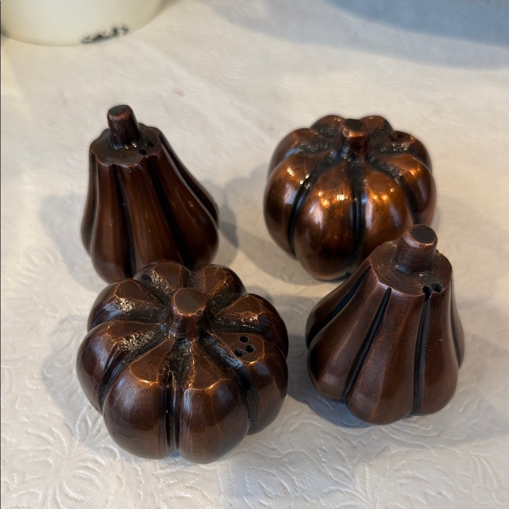 Copper Pumpkin Salt and Pepper Shakers